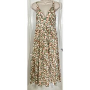 Abercrombie & Fitch Babydoll Maxi Dress Medium Petite‎ Smocking Cottagecore Boho